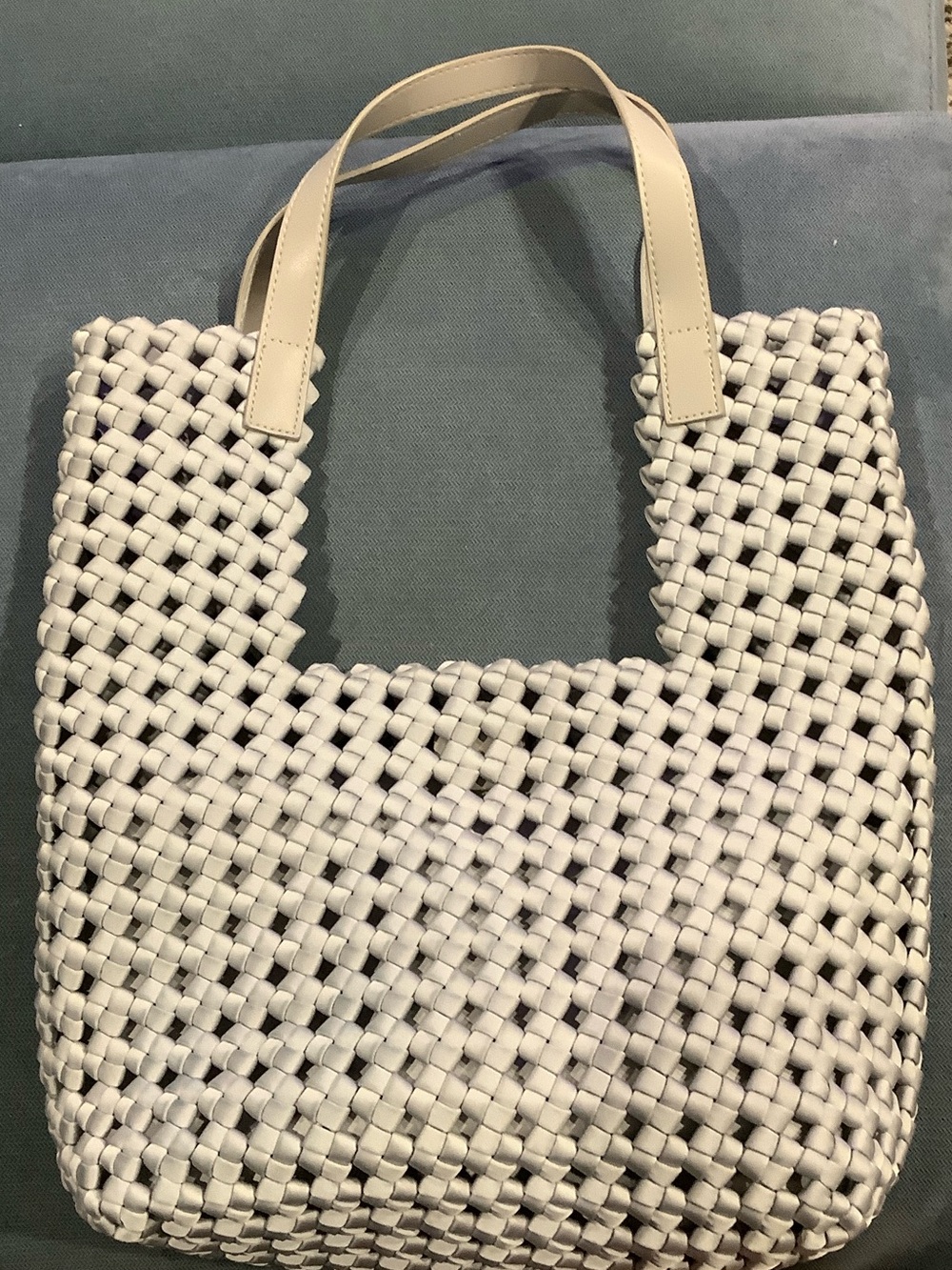 Woven Tote Bag in grey/silver